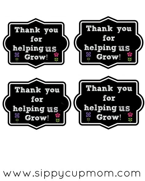 Thank You For Helping Us Grow Printable