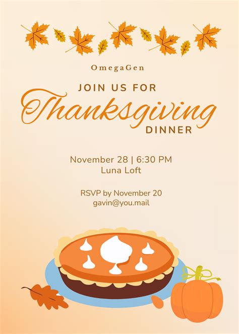 Thanksgiving Dinner Invitation Template Free