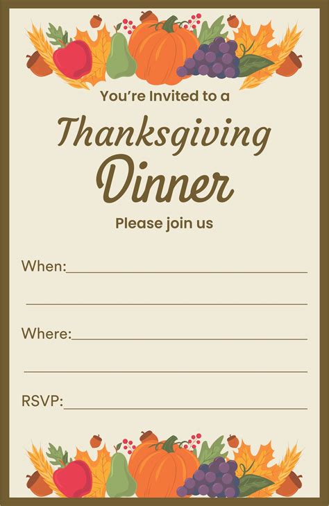 Thanksgiving Dinner Invitations Printable