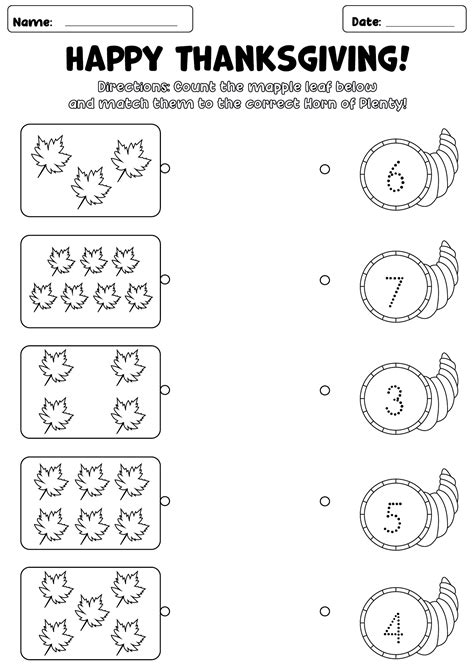 Thanksgiving Free Printable Worksheets