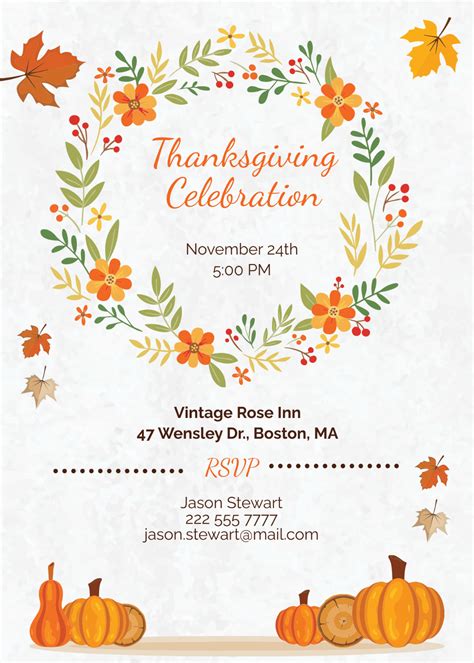 Thanksgiving Invitation Free Template