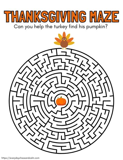 Thanksgiving Maze Free Printable