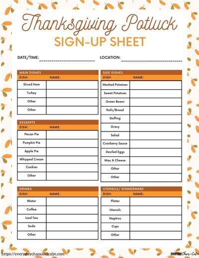 Thanksgiving Potluck Template