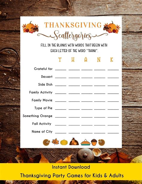 Thanksgiving Printable Games