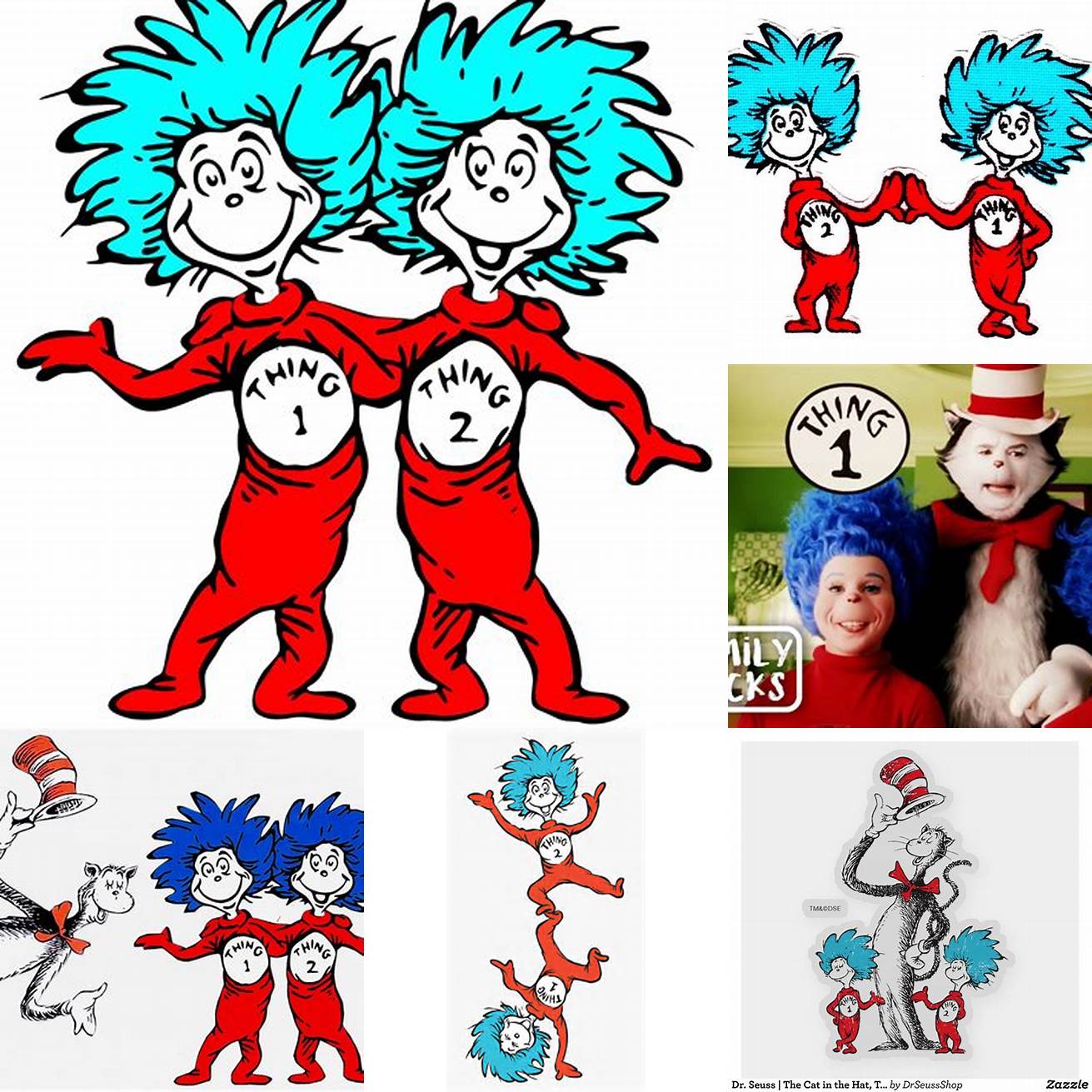 The Cat in the Hat holding Thing 1 and Thing 2