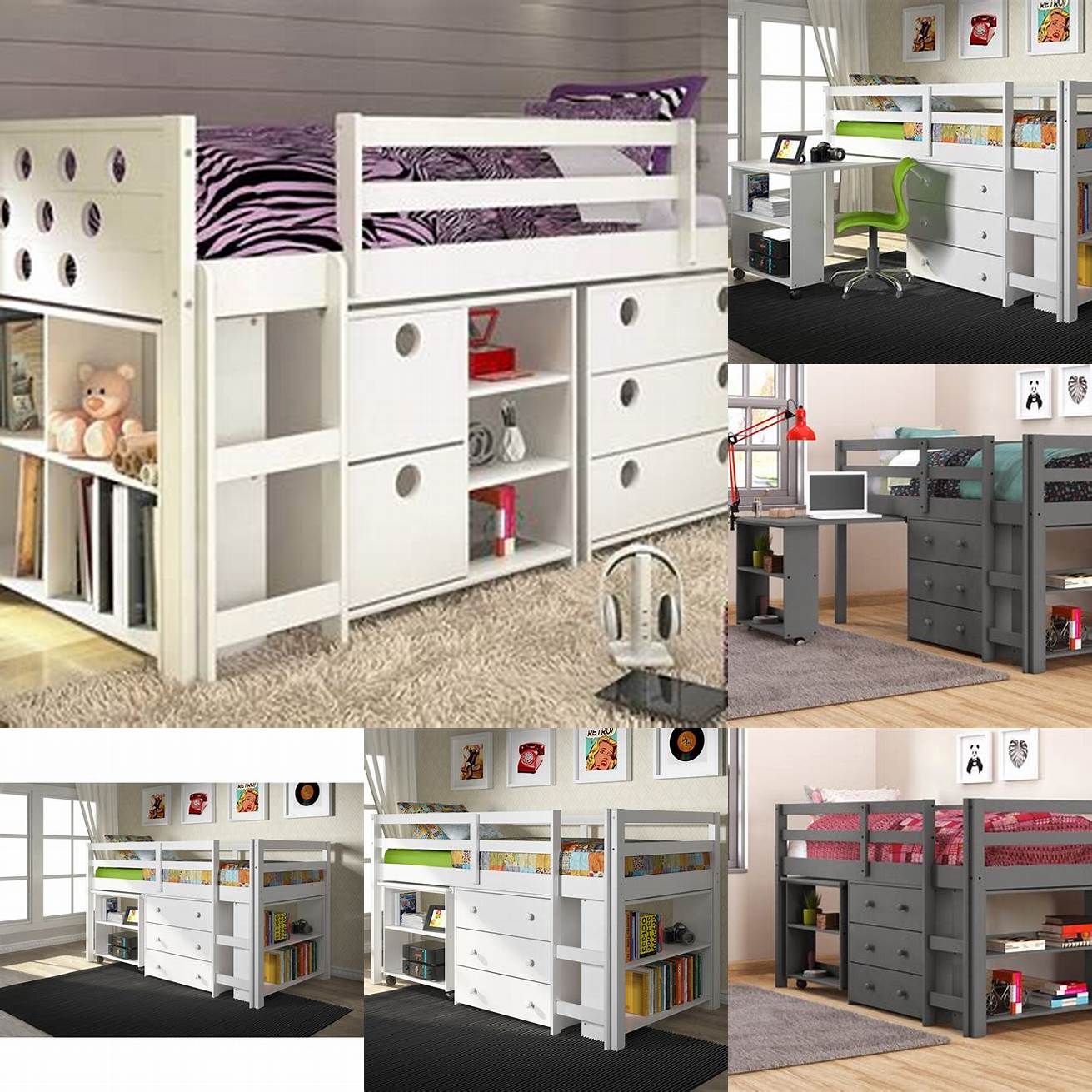 The Donco Kids Low Study Loft Bed is perfect for small spaces and comes with a built-in desk for homework and crafts