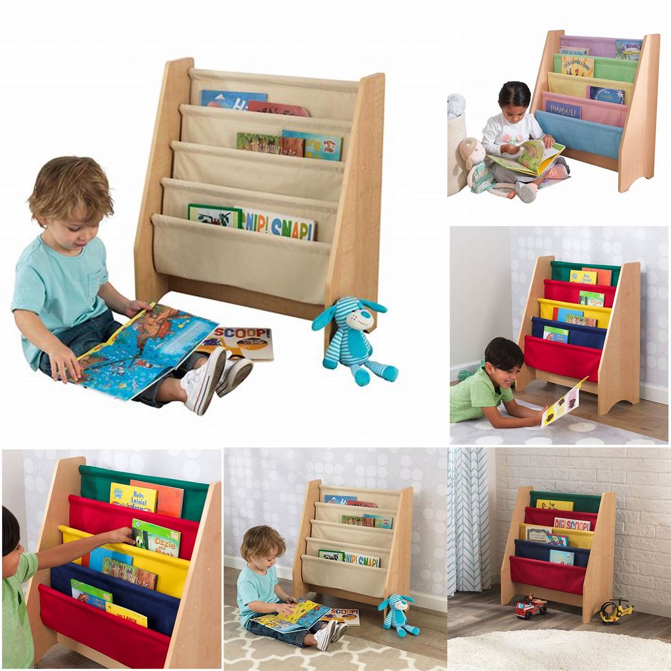 The KidKraft Sling Bookshelf is a great option for kids who love to read It has four canvas shelves that are easy for kids to access and it comes in a variety of colors and designs