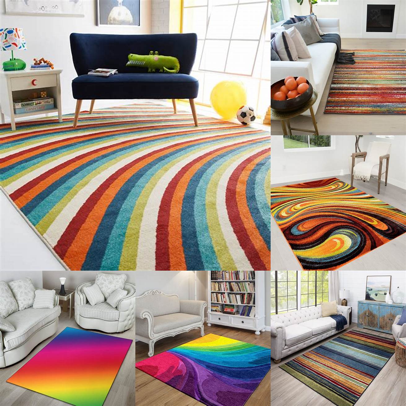 The Rainbow Area Rug is a subtle way to add some color to your home decor