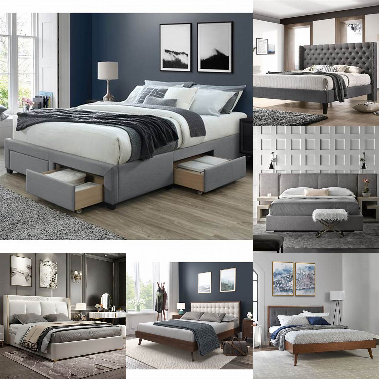 The Upholstered Platform Bed Queen in a contemporary bedroom