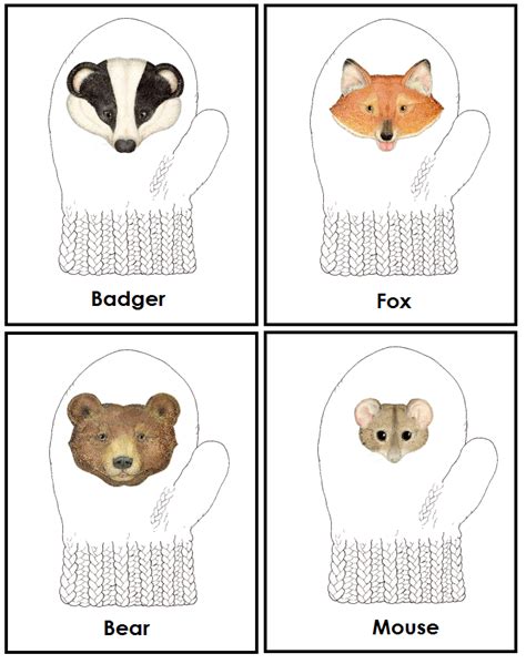 The Mitten Characters Free Printables