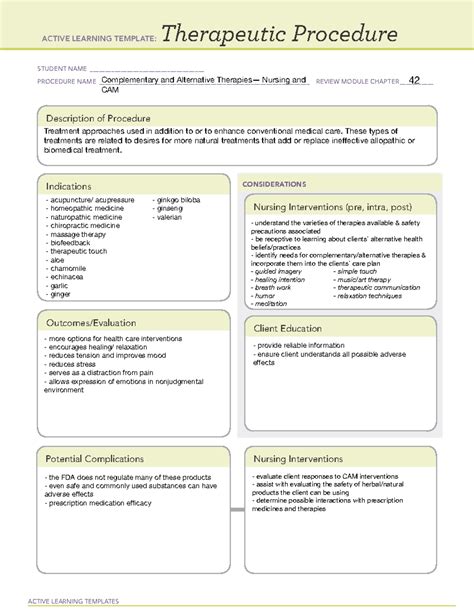Therapeutic Procedure Ati Template