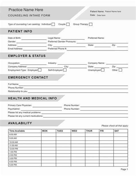 Therapy Intake Form Template