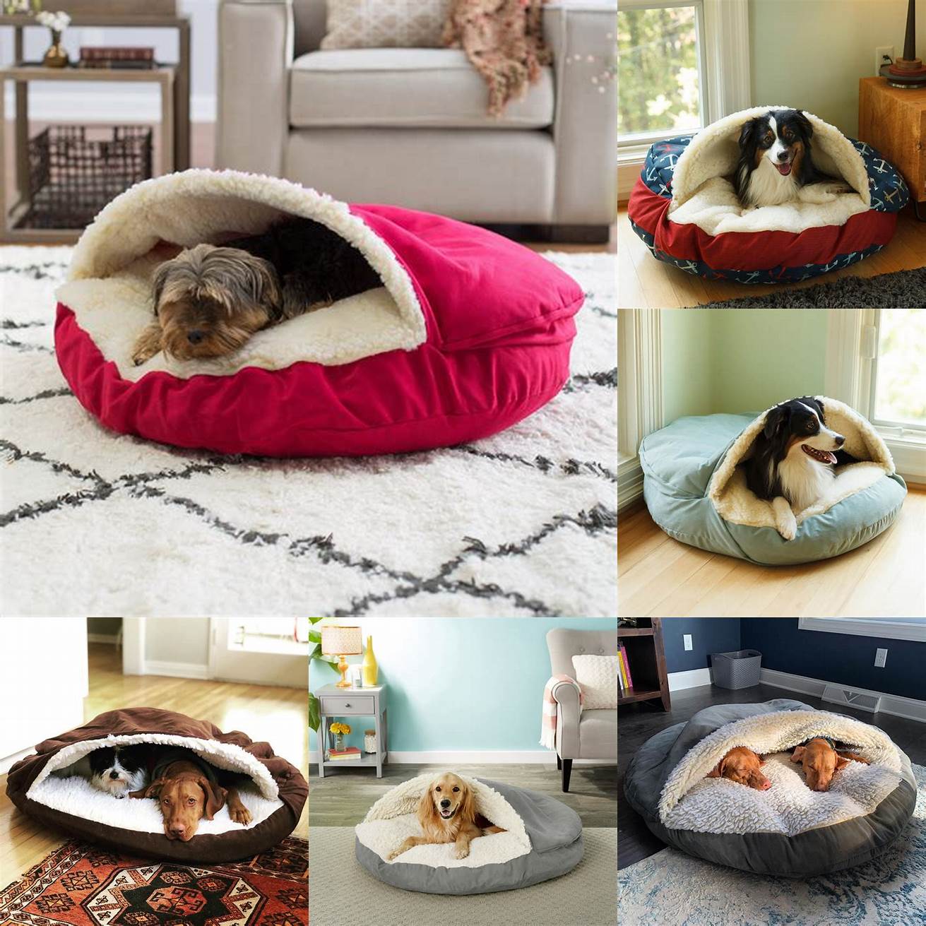 This cozy cave bed is perfect for dogs who love to snuggle and feel secure
