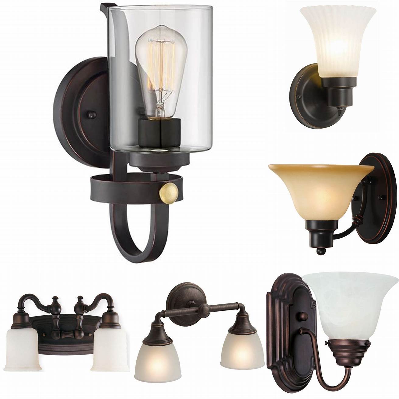 This oil rubbed bronze sconce-style vanity light is perfect for smaller bathrooms or as an accent light