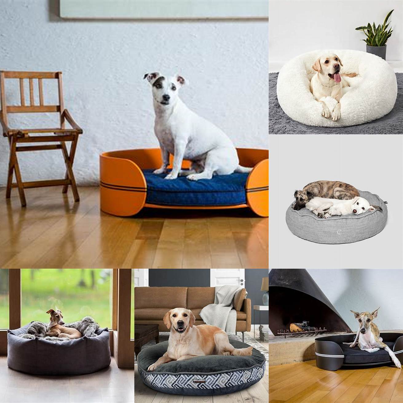 This round bed is perfect for dogs who love to curl up and snooze in style