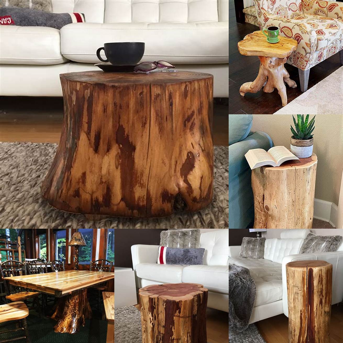 This tree stump table is a natural and rustic addition to any living space