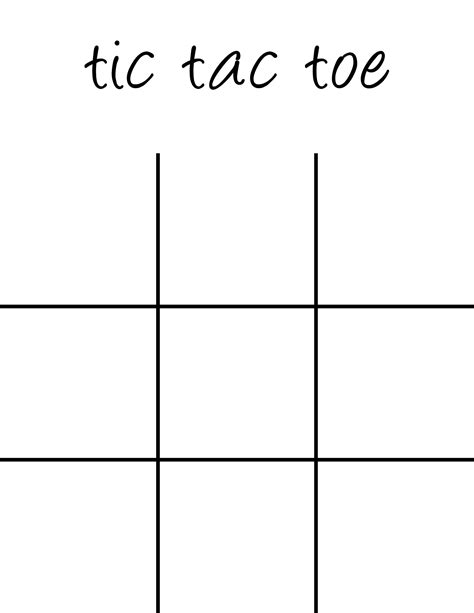 Tic Tac Toe Board Printable