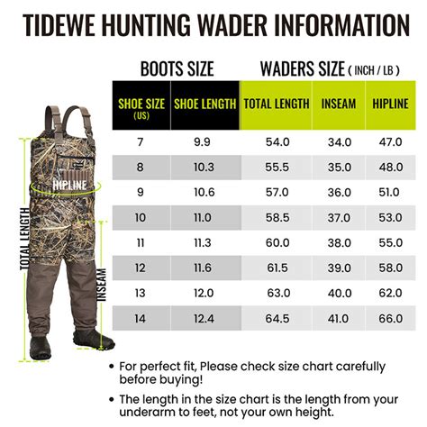 Tidewe Size Chart