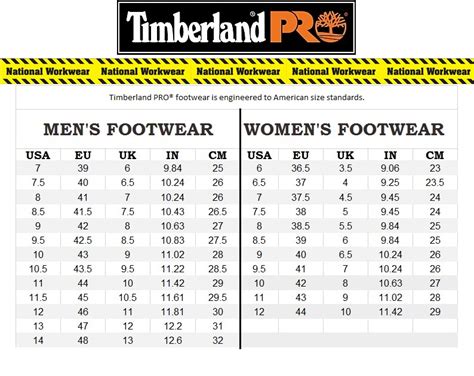 Timberland Shoes Size Chart