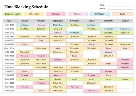 Time Schedule Template