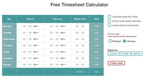 Time Sheet Clock Calculator