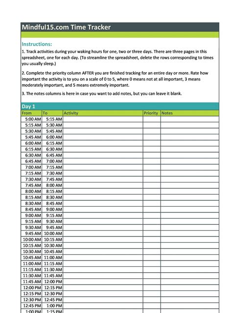Time Tracking Sheet Template