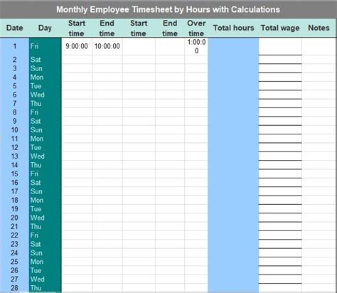 Time Tracking Template Excel