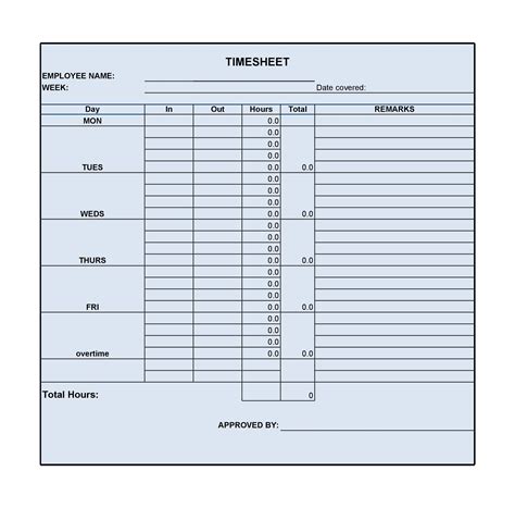 Timecard Spreadsheet Template