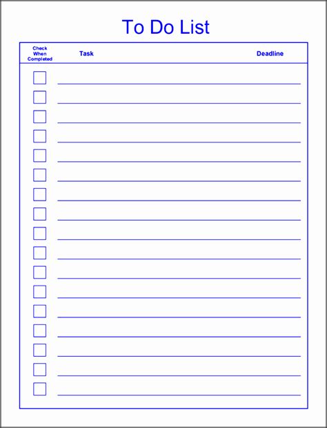 To Do List Template For Word