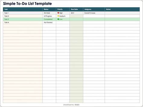 To Do List Templates Excel