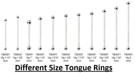 Tongue Ring Size Chart