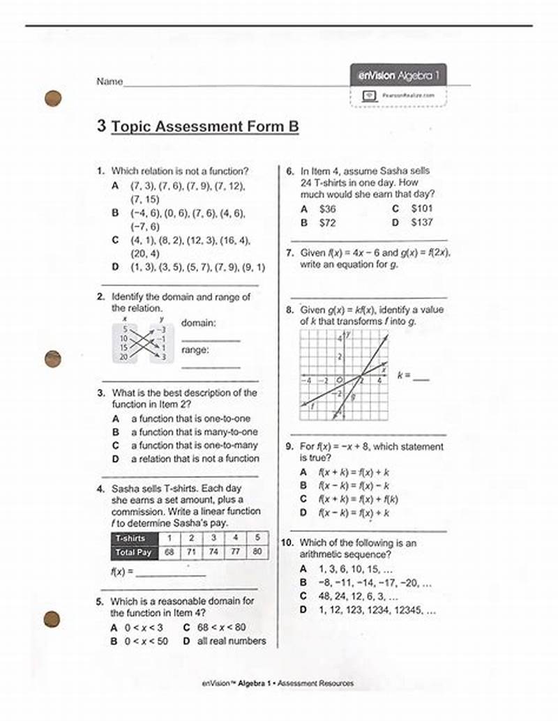 Topic 3 Assessment Form A Answer Key