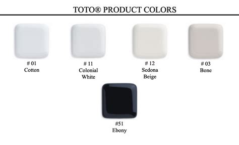 Toto Toilet Color Chart