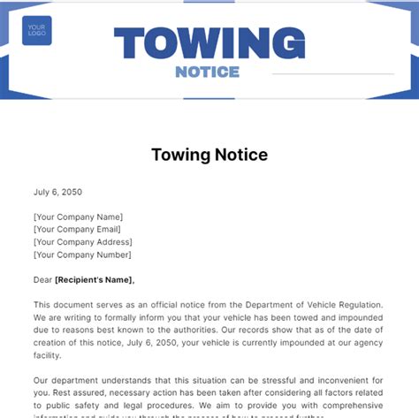 Tow Notice Template
