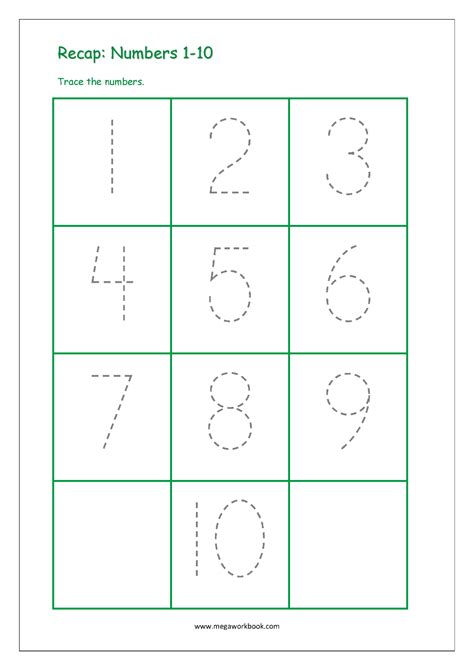 Trace Numbers 1 10 Printable