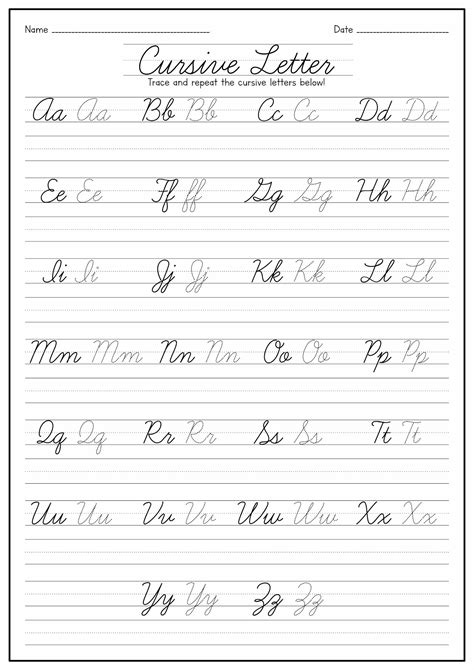 Tracing Cursive Alphabet Printable