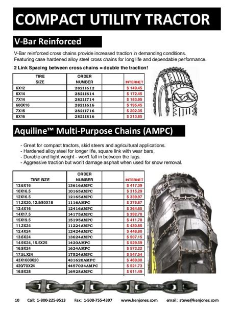 Tractor Tire Chain Size Chart