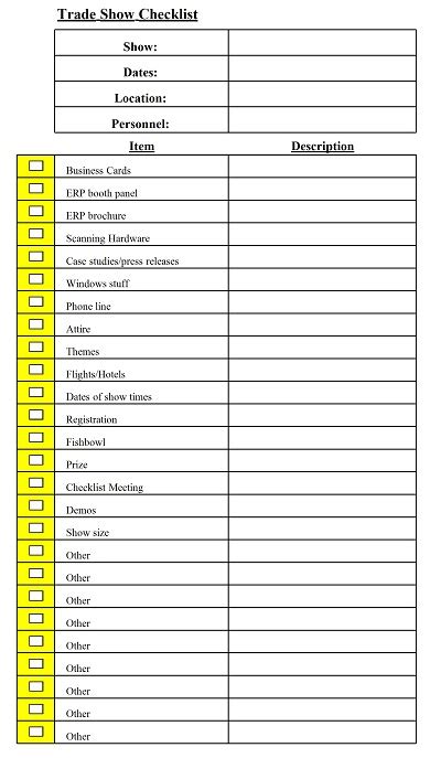 Trade Show Checklist Template Excel