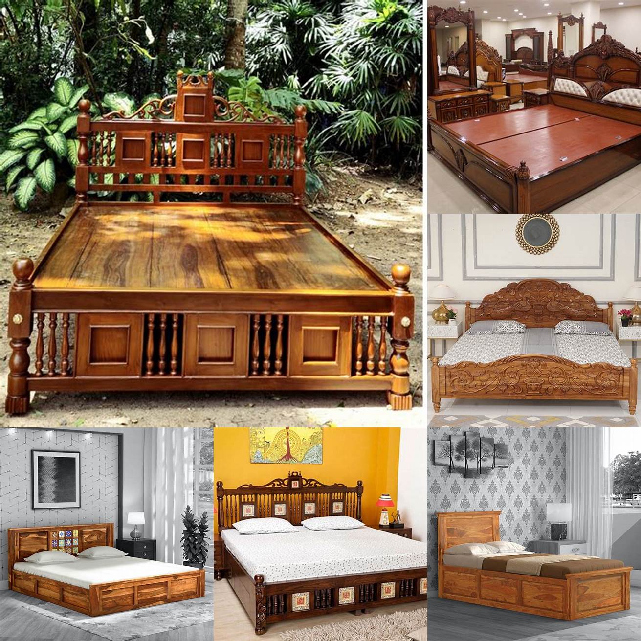 Traditional Teak Wood Bed