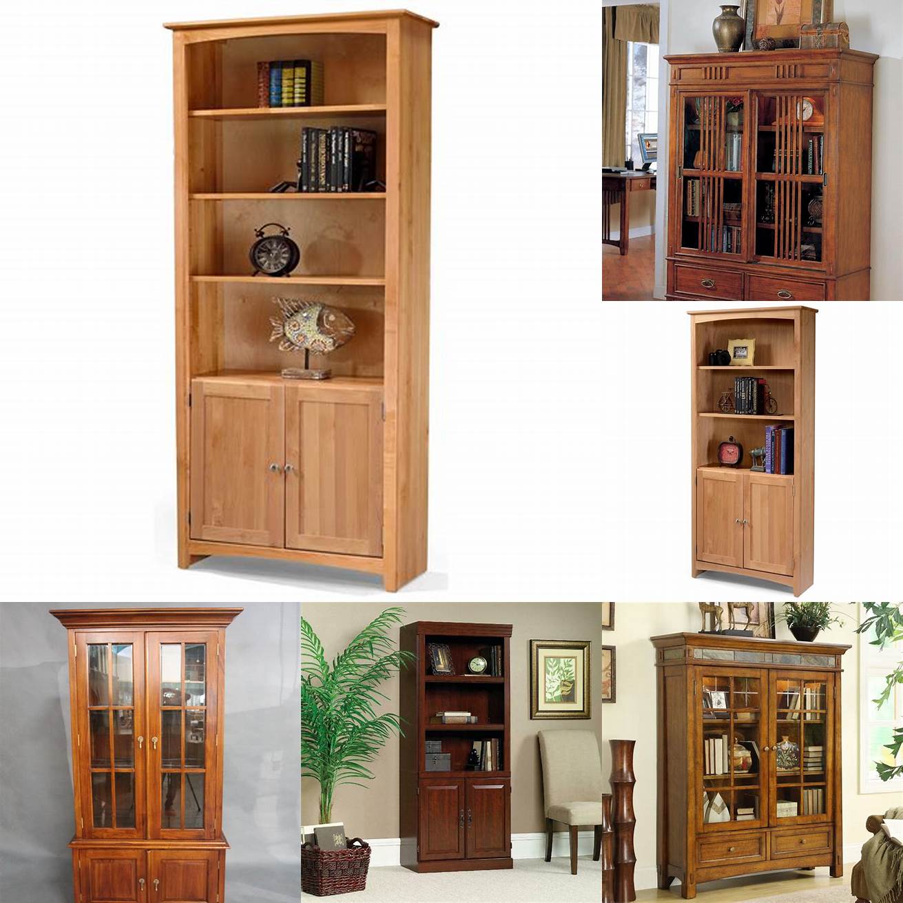 Traditional Teak Wood Bookshelf with Doors