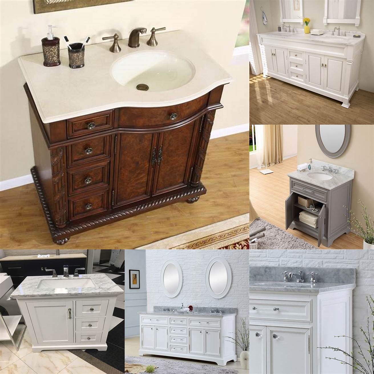 Traditional freestanding sink cabinet with marble countertop