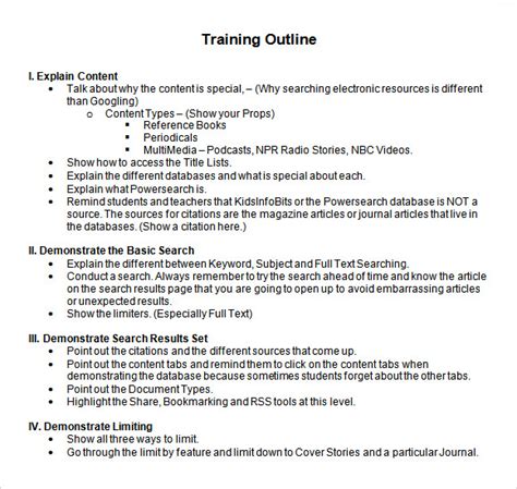 Training Outline Template Word
