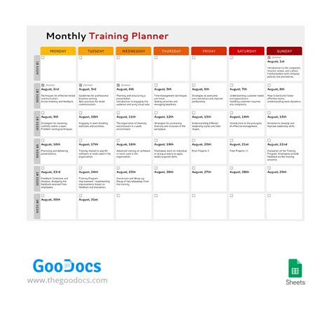 Training Planner Template
