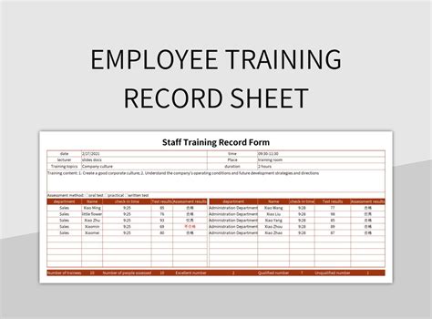 Training Records Template