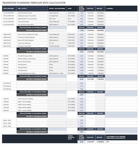 Transition Plan Template Xls
