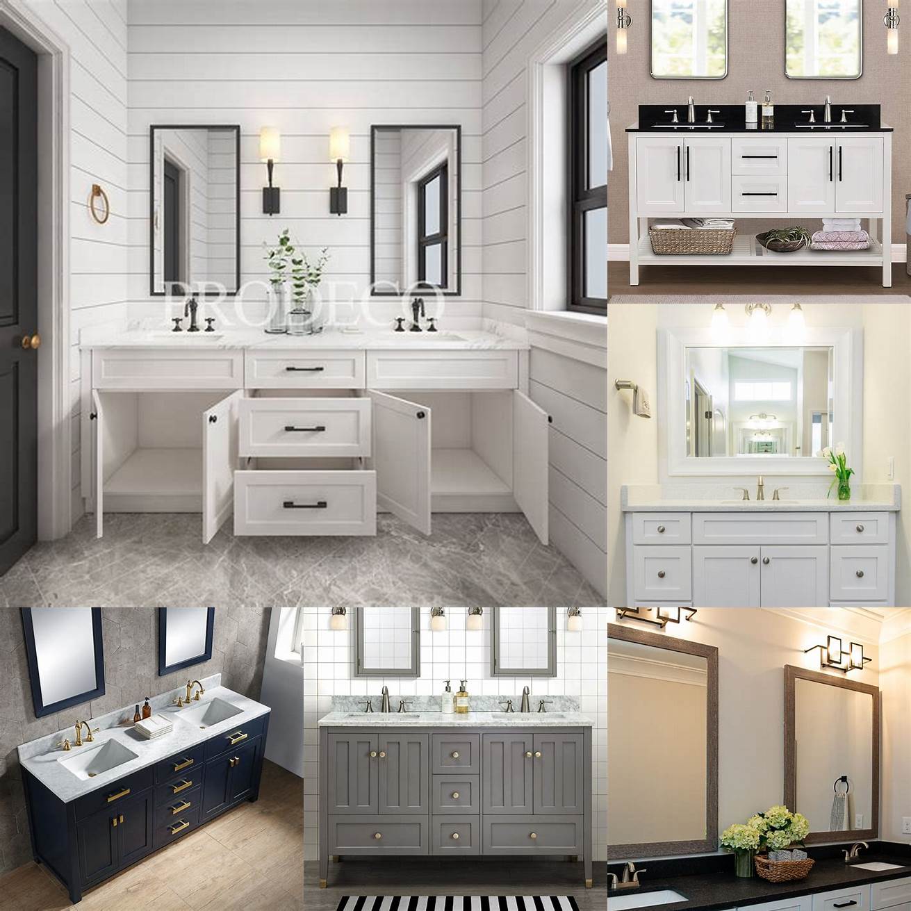 Transitional double vanity with shaker cabinets and quartz countertop