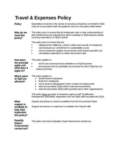 Travel And Expense Policy Template