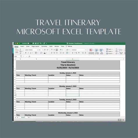 Travel Plan Excel Template