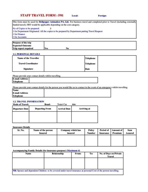 Travel Request Form Template