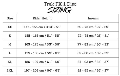Trek Fx Size Chart